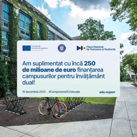 Guvernul României a aprobat, prin Memorandum, creșterea alocării bugetare cu peste 250 de milioane de euro pentru apelul de proiecte privind dezvoltarea consorțiilor regionale și a campusurilor profesionale integrate.